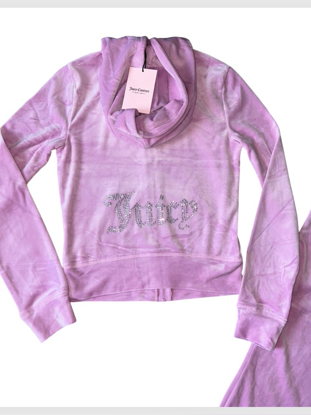 JUICY COUTURE FLORAL BLOOM OG BLING RHINESTONE VELOUR TRACKSUIT SWEATSUIT NWT - Picture 3 of 16